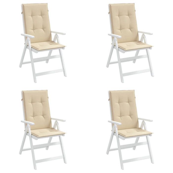 VidaXL Garden Chair Cushions High Back Set of 4 Beige Fabric 47543