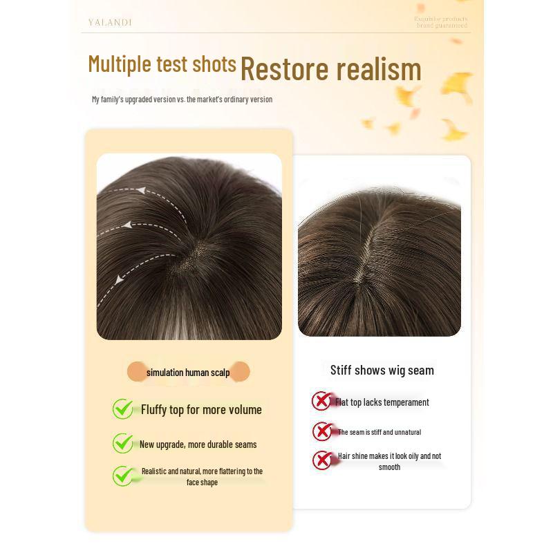 Women's Korean Style Full Head Cover Wig - Short, Invisible, Traceless, Egg Roll Hair for Daily Wear