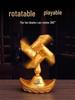 Yuanbao Pinwheel Rotating Ornament: Desktop & Car Fortune-Attracting Fan with Wind Chime Sounds