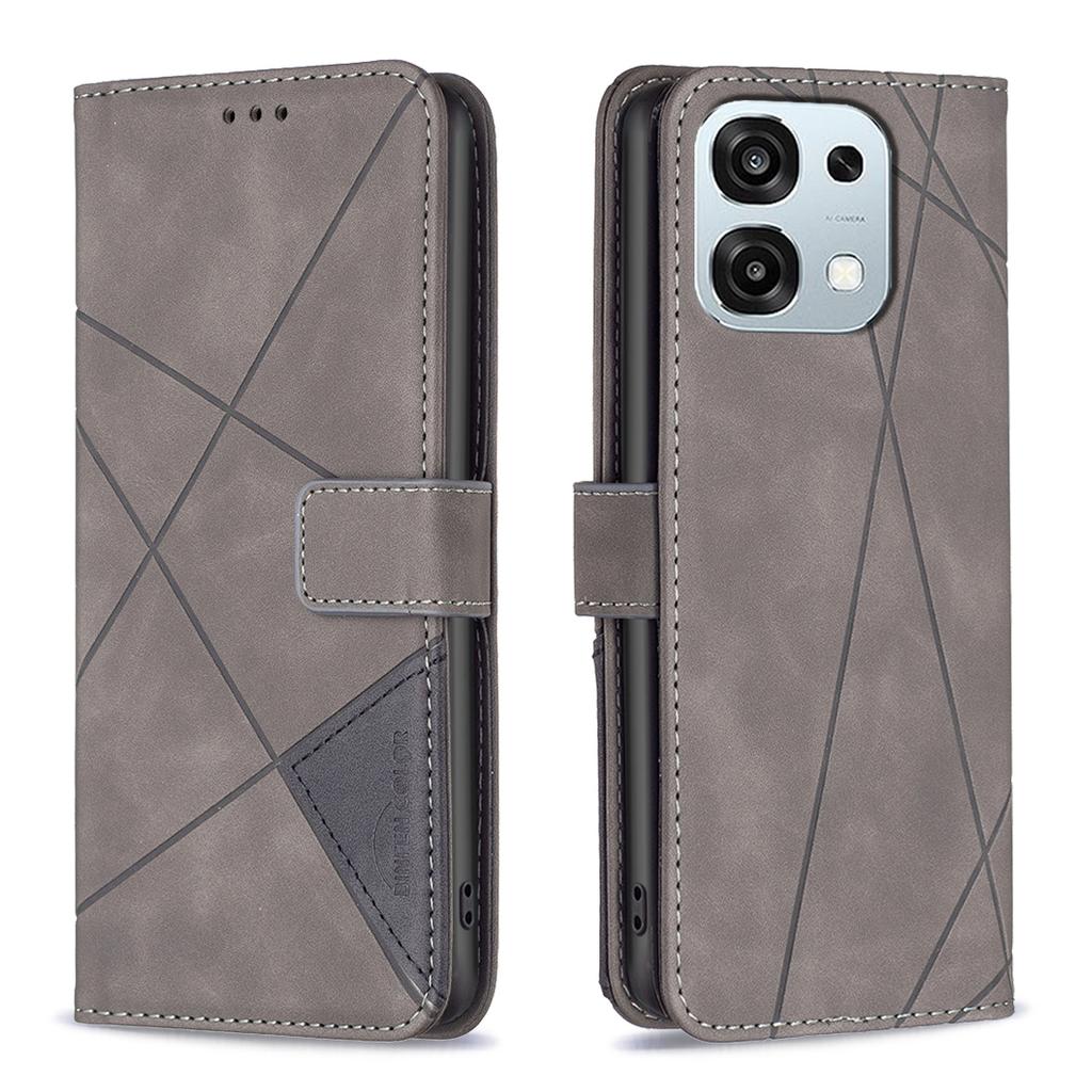 Voor Oppo A6 Pro 5G Telefoonhoesje BINFEN COLOR Portemonnee Stand Geometrisch Bedrukt Leer Hoesje