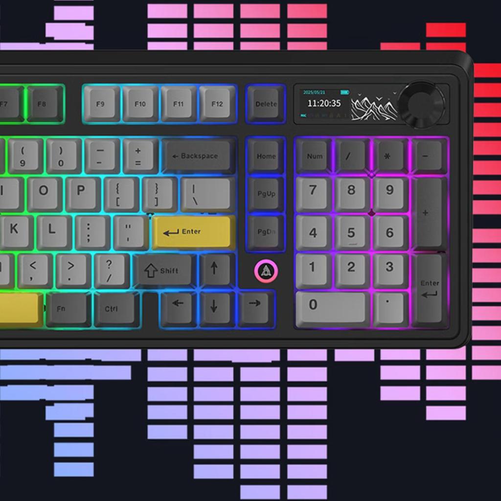 AJAZZ AK980V2 Tri-Mode Wireless Mechanical Keyboard RGB Lighting 8000mAh Battery Gasket Full-Key Hot-Swappable 101-Key 2U0