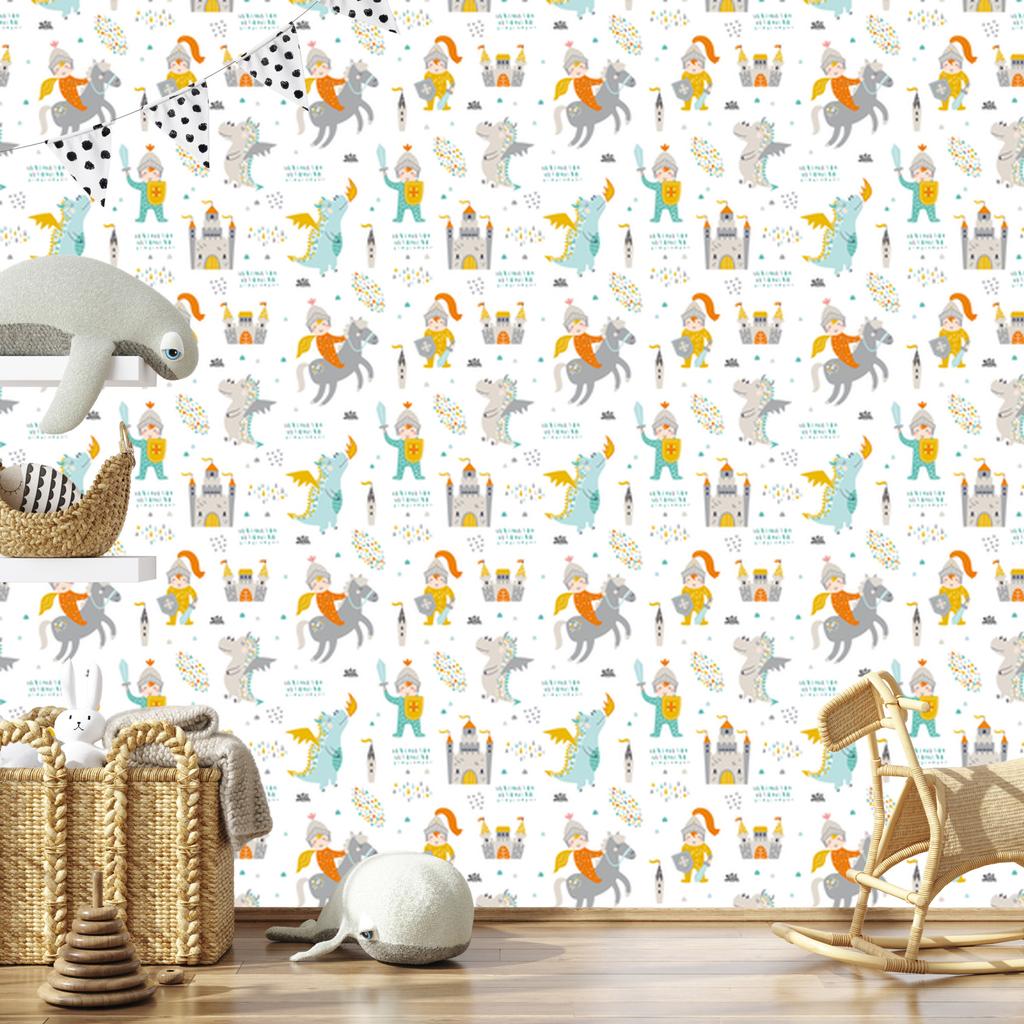 Fairytale wallpaper for knights and dragons for living room and bedroom 50x1000