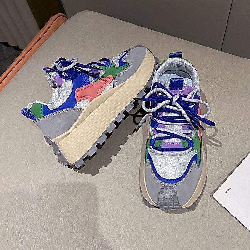 Simple Comfortable Thick Soled Height Increasing Running Shoes Fashionable Versatile Women's Shoes New Spring Casual Sneakers