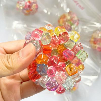 Balle Anti-Stress Colorée à Billes Jouet Soulagement de l'Anxiété Balle à Presser Jouet Sensoriel