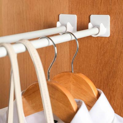 4/2 Stück Starker Gardinenstangenhalter, stanzfreie, selbstklebende Haken, Kleiderstange, fester Clip, Badezimmer-Duschstange, Hängegestell