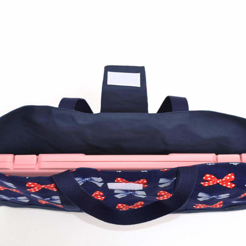 COLORFUL CANDY STYLE Melodica Case for Girls, Shoulder Strap Included, Melodica Bag, Polka Dot and Striped French Ribbon (Navy) N4326900