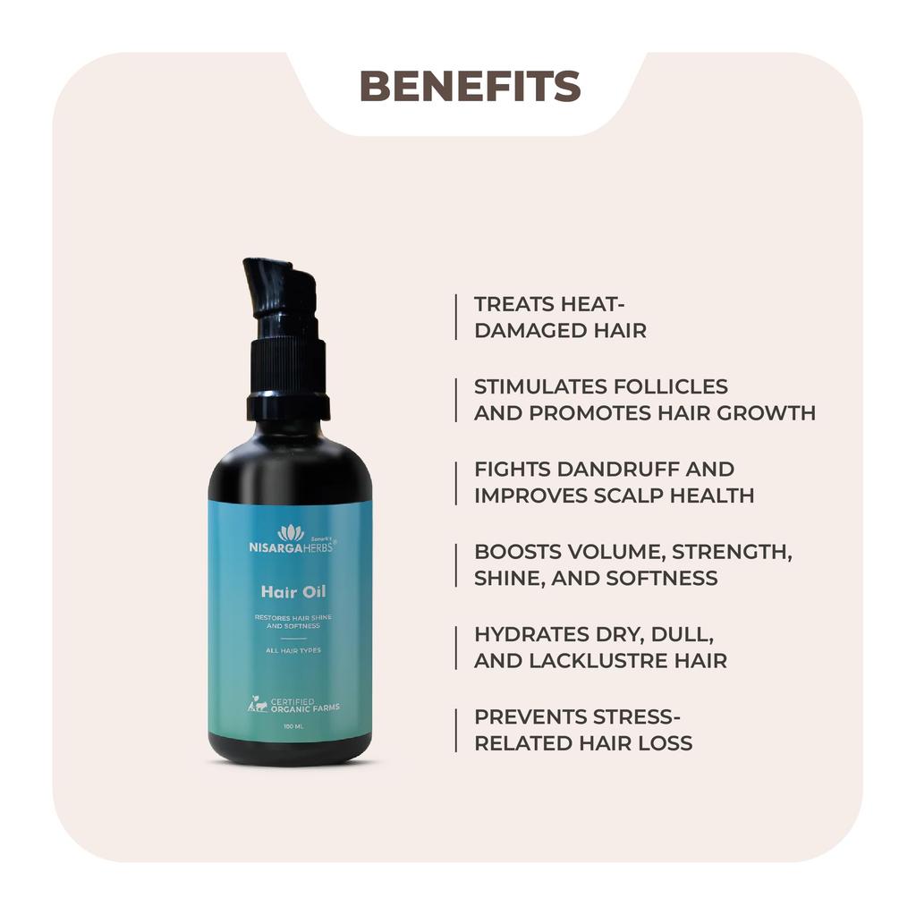 Nisarga Herbs Haarwachstumsöl (100ml) Zur Kontrolle des Haarausfalls & für Haarwachstum | Ayurvedische Mischung mit Amla, Neem, Hibiskus & 10+ Kräutern | Stellt Glanz &