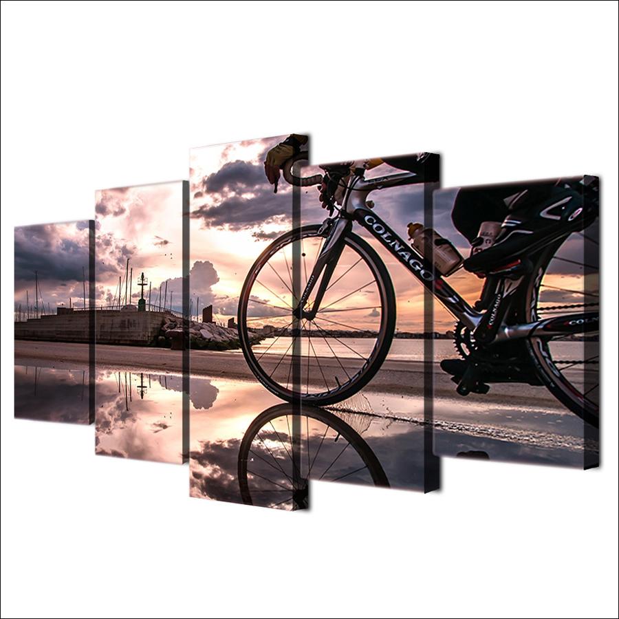 

5 шт. Холст Живопись Искусство Велосипед Солнечный свет Велоспорт Картина Настенные Панно Современный Домашний Декор Гостиная Украшения Плакаты Без Рамки 20x35cm*2 20x45cm*2 20x55cm*1