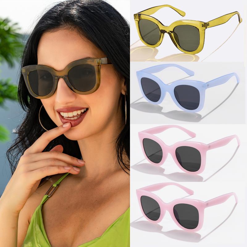 1set Vintage Women Cat Eye Sunglasses Luxury Designer Sun Glasses Female Outdoor Trendy UV400 Protection