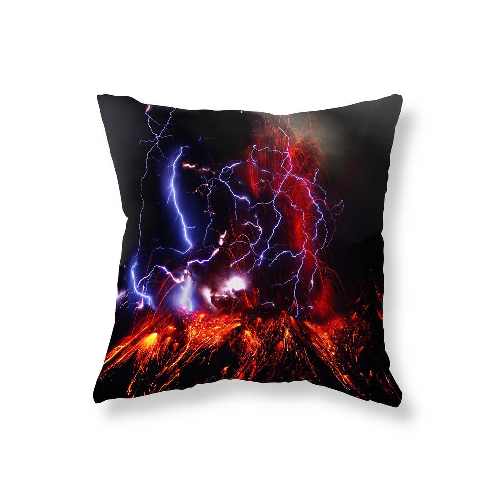 Volcanic Eruption Lightning Landscape Throw Pillow Cover Sofa Decorative Pillow Cover Chair Cushion Cover Room Home Decor
