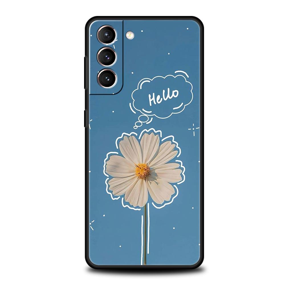 Stylish Flower Patterned Design Soft Phone Case For Samsung Galaxy S25 Edge S24 Plus S23 FE S22 S21 S20 Ultra 5G S10 Cover