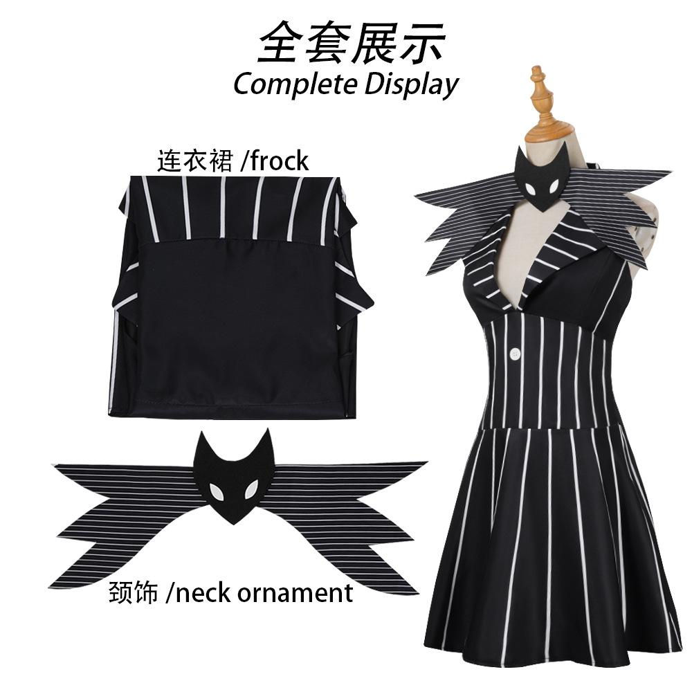 Anime Jack Skellington Cosplay Costume Christmas Outfit Black Stripe Dress For Woman Halloween Costume for Woman