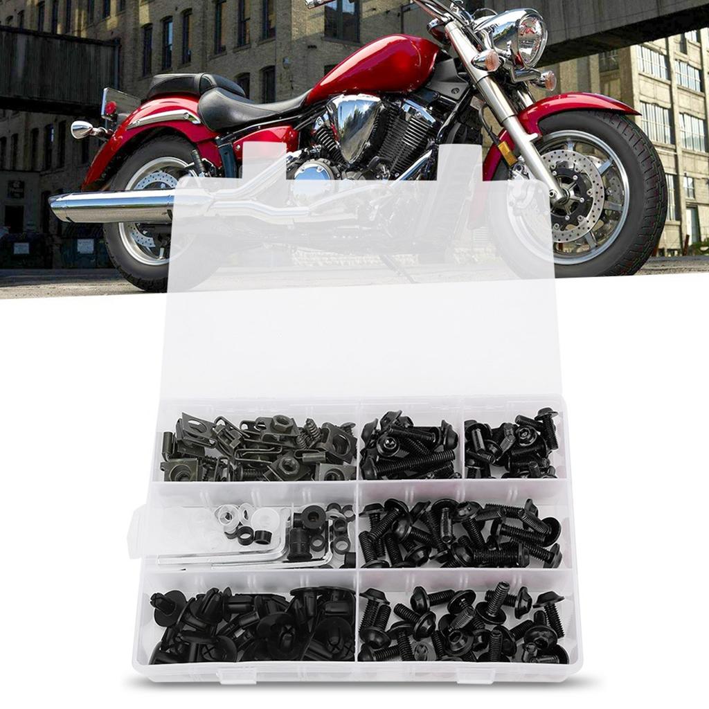 198Pcs/Set Windscreen Fairing Screws M5 M6 Bolts Kit Motorcycle AccessoryBlack