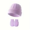 4set Cute Baby Mittens Newborn, No Scratch Baby Boy Mittens, Baby Girl Hat Gloves for Toddlers, Infant, Newborn
