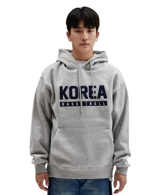 Korea Text Embroidery Basketball Hoodie_Melange