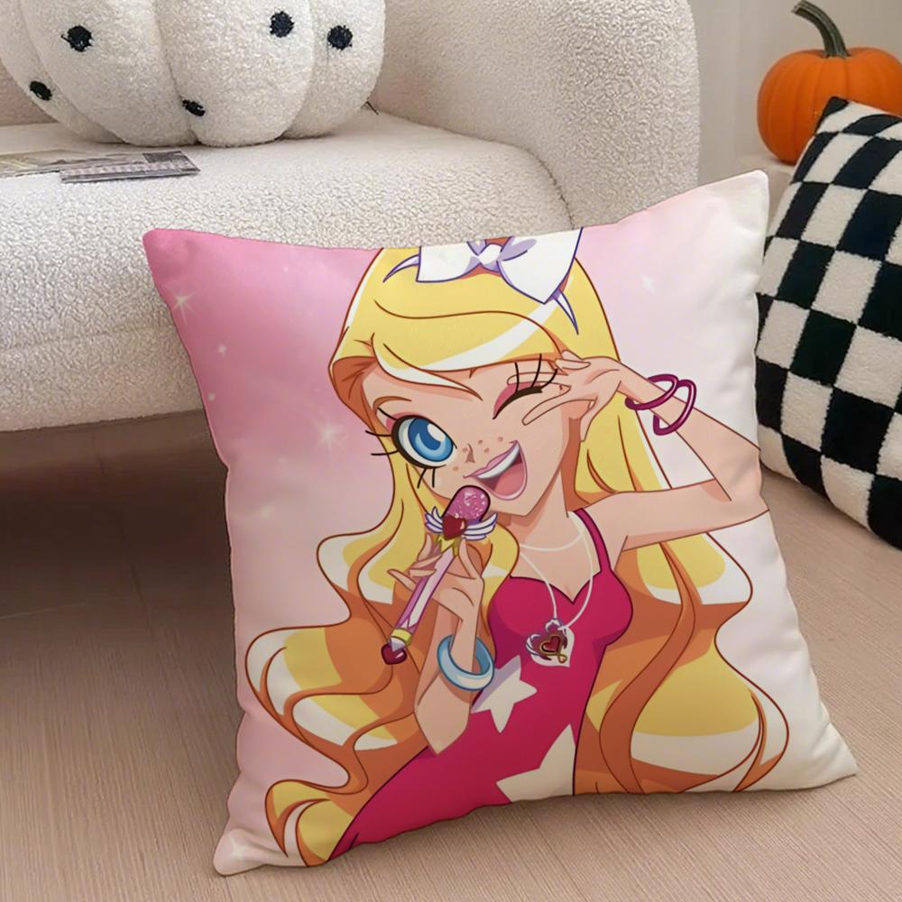 

Magical Musical French Anime LLoliRock Cushion Cover Throw Pillow Cover Hidden Button Durable Polyester Chair Cushion 30X30cm