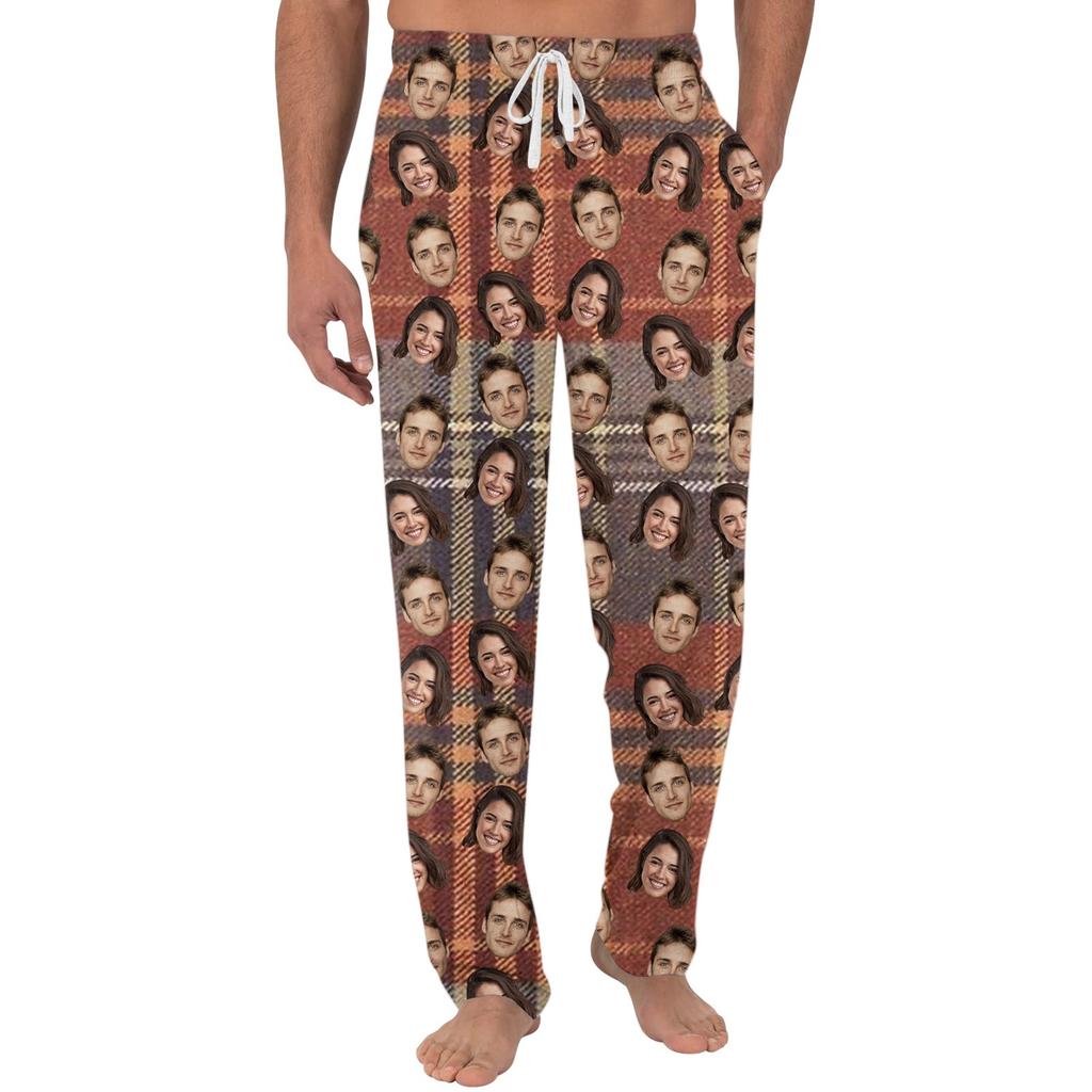 Men's Custom Pajama Pants with Pockets, Casual Long Sleep Pants for Home