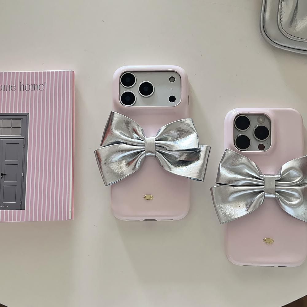 Custodia per telefono in pelle rosa creativa INS con fiocco a fiocco per For Iphone 16 1 13 14 17 Pro Max Cover morbida in silicone carina Guscio antiurto