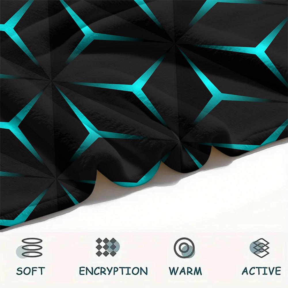 Geometry Print Flannel Blanket, High quality Comfortable for All Seasons, Home Decor, Warmth and Comfort, Perfect for Christmas Gifts