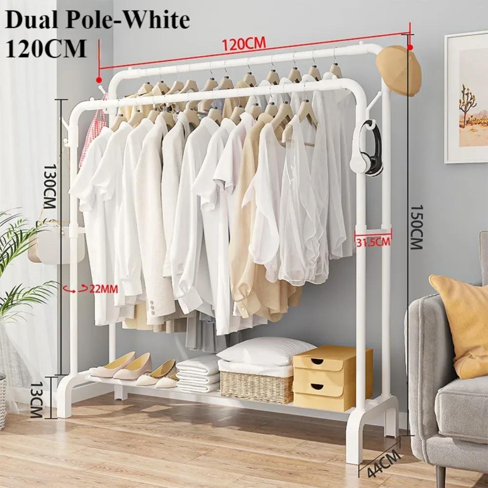 Floor Standing Clothes Rack Modern Simplicity Multilayer with Hooks Clothes Hanger Space Saving Widening and Raising Coat Hanger