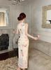 New Chinese-style Imperial Sister Improved Cheongsam Women's Summer New Sexy Pure Desire Printing Split-ended Hip-wrapped Neck Dress