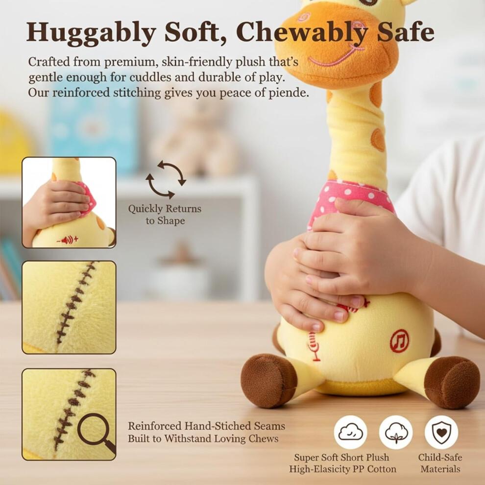 Gifskiu Dancing Talking Giraffe Toy, Singing Plush Giraffe with Adjustable Volume, Tummy Time Toy, Remote & USB Charging – 2PCS