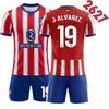 2627 Maglia a Righe del Club N.. 19 Alvarez 7 Li Gangren Atletico Madrid Completo da Calcio Casa