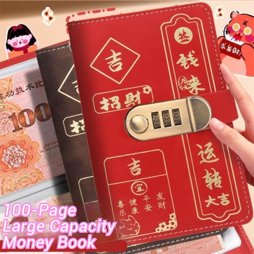 Large Capacity 100 Envelopes Money Saving Challeng PU Savings Challenges Book  for Couples