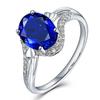 Noble Tanzanite Imitation & White Gold Double Heart Sapphire Ring, Colorful Gemstone Open Design