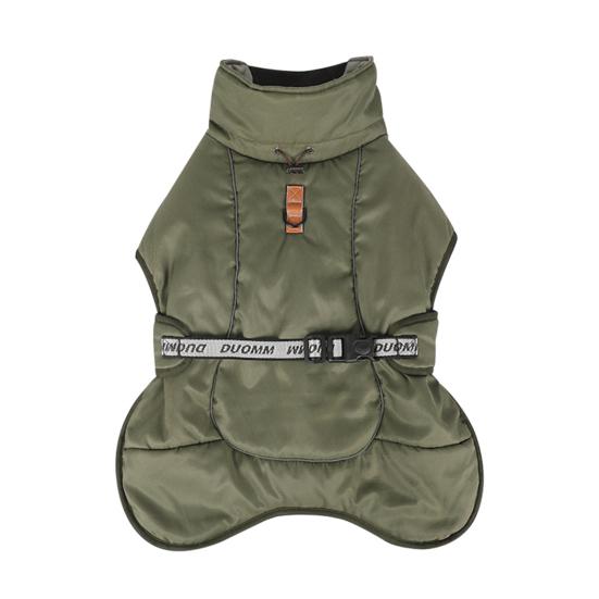 

Куртка для собак с буксировочным кольцом Светоотражающая полоска Затянутый живот Мягкий Удобный Ветрозащитный Утолщенный армия зеленый