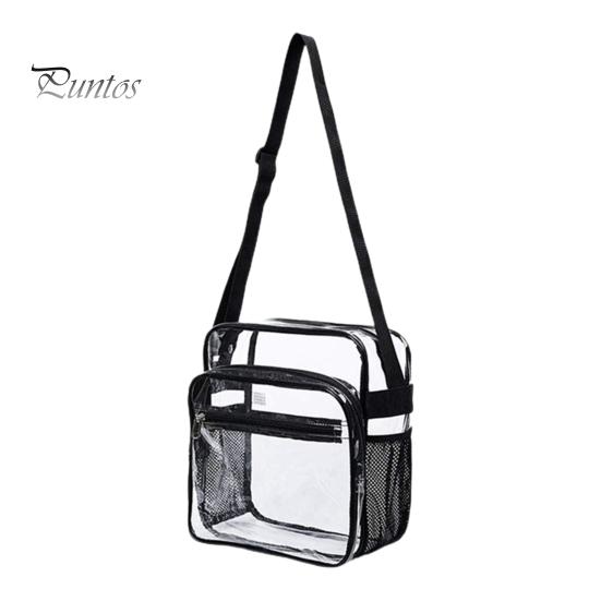 Crossbody Pouch Shoulder Bag Transparent Large Capacity Two Compartments Adjustable Strap Separate Handbag Pockets Storage Portable Outdoor