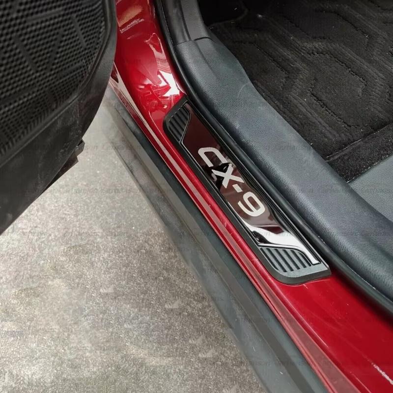 Door Sill Pedal Car Scuff Plate For Mazda CX-9 CX9 2016 2018 2024 Protector Threshold Trim Auto Guard Cover Accessorie