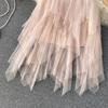Irregular High Waist A-Line Mesh Skirt Spring And Summer Korean Cake Skirt Fluffy Skirt Fashion