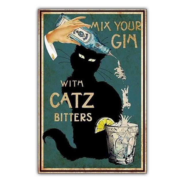 

Новое Ретро Искусство Животное Холст Картины Офис Стены Искусства Забавный Мультфильм Черный Кот Плакат Гостиная Коридор Украшения Дома Фреска Без Рамки 21*30cm