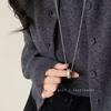 Minimalist Sterling Silver Water Drop Pendant Necklace - Versatile Long Layered Light Luxury Accessory for Women, Perfect for Autumn/Winter Sweaters.