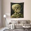 Tapestry Wall Hanging Art Home Decor,Skull of a Skeleton with Burning Cigarette by Vincent Van Gogh Art Print Painting for