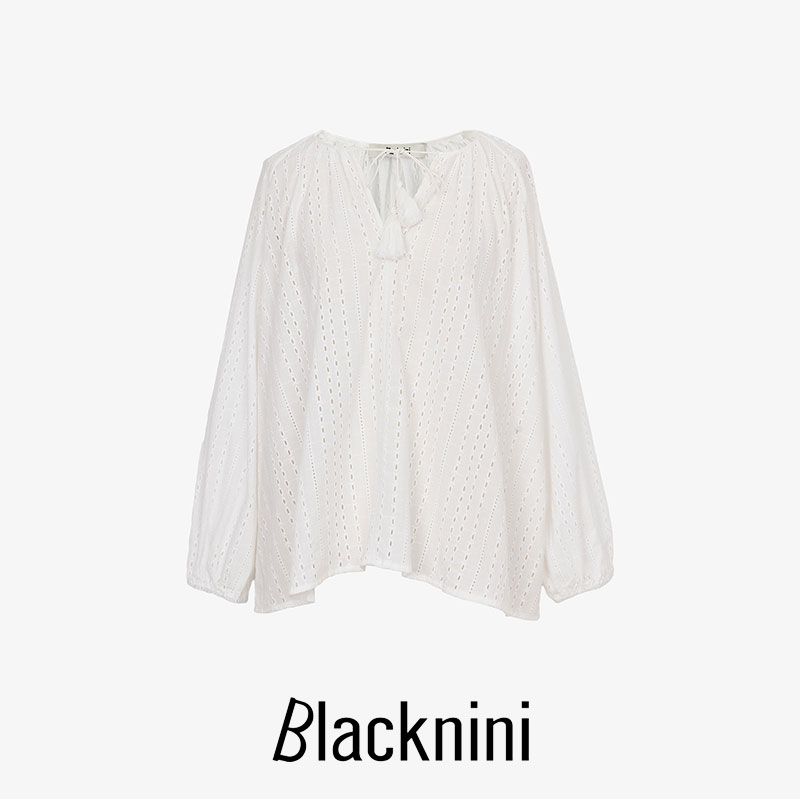 Blacknini Yin Huafu/Floating Romance High-Count 60S Combed Cotton Hollow-out High-Density Jacquard Top