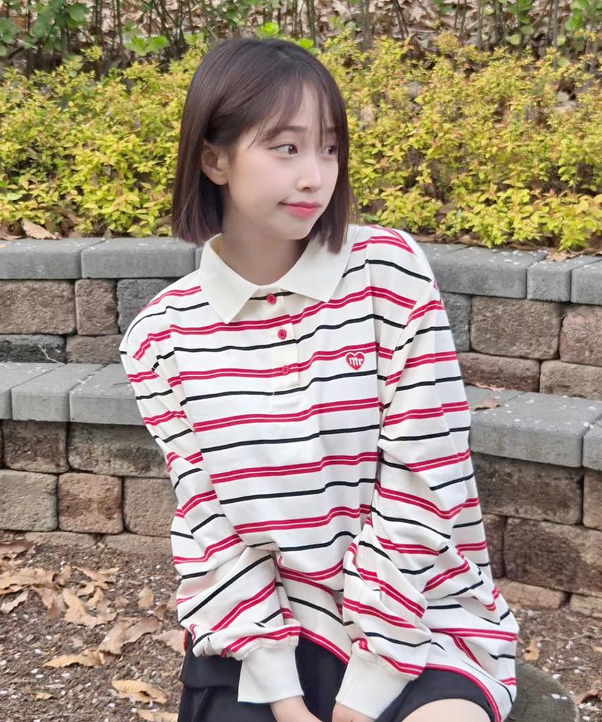 Maseumaluljeueopaeleol Multi Strip Collar Long Sleeve_Ivory