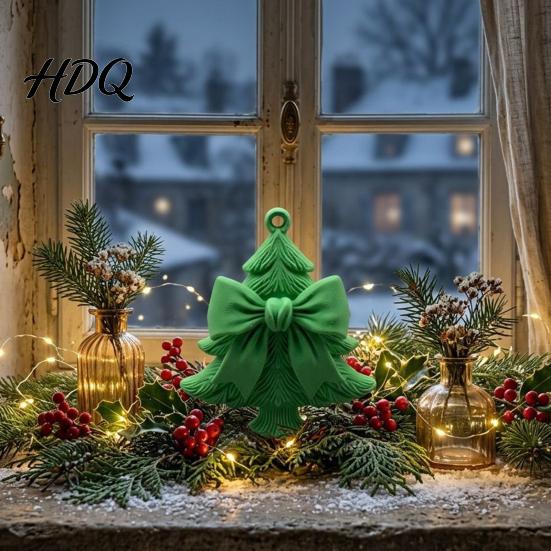 Lightweight Plastic Tree Accessories 3D Printed Christmas Ornament with Bow Design Decorative Xmas Reusable Festive