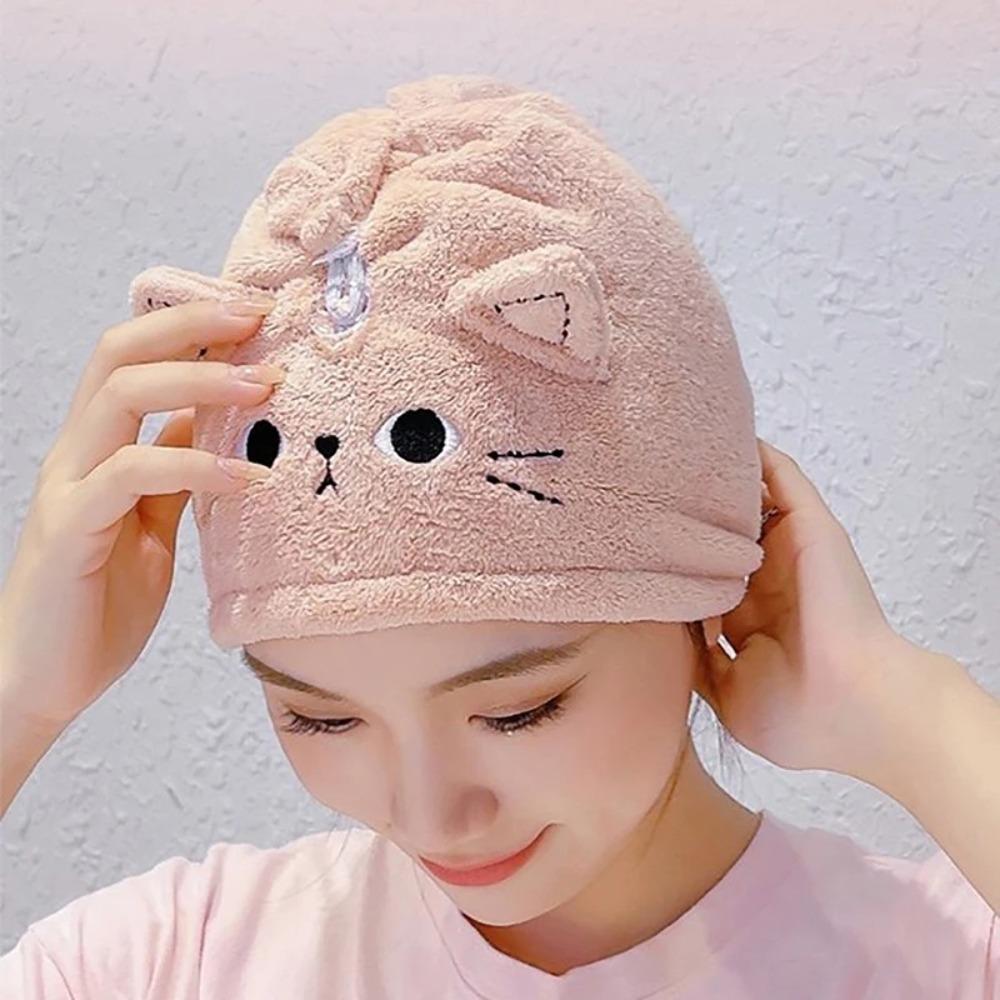 Portable Hair Cap Coral Fleece Quick Dry Hat Cute Hair Towel