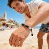 Football Bracelet for Men Black Matte Beads Bracelet A-Z Letter Adjustable Bracelet with Card Gift for Football