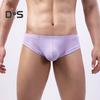 Men Summer Thong Low-rise Ice Silk Ribbed Briefs Solid Color High Elasticity Underwear Smooth Lines Underpants