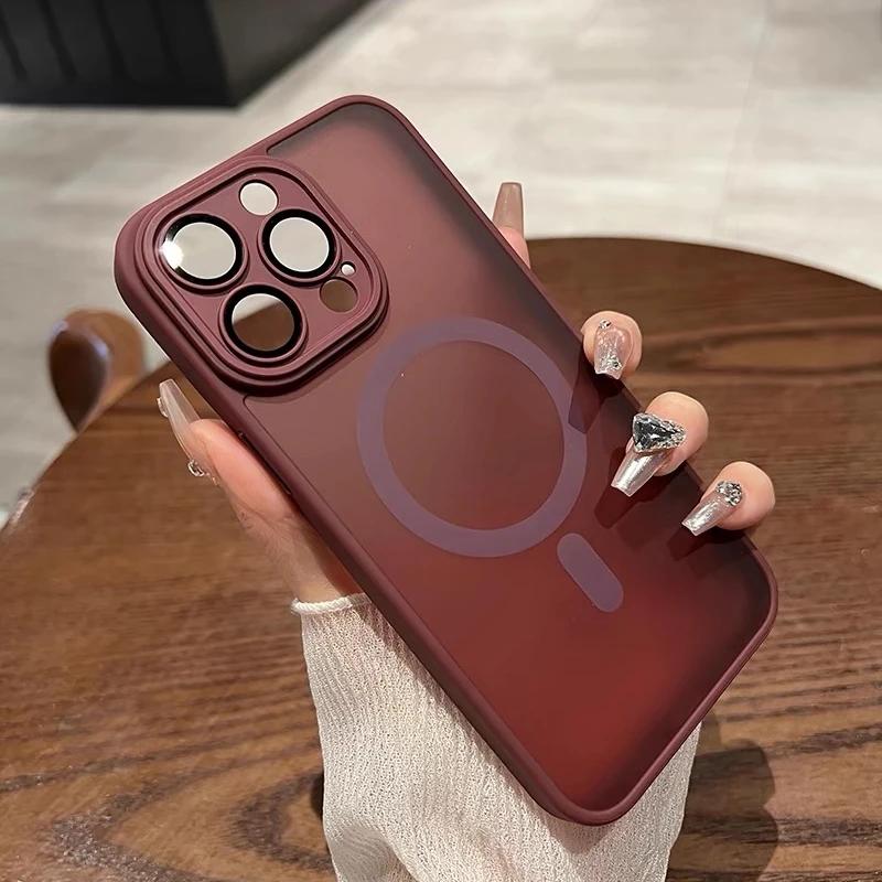 Luxury Magsafe Matte Transparent Phone Case For iPhone 11 12 13 14 15 16 Pro Max Plus Magnetic Clear Bumper Cases Cover
