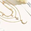 Bohemian Star Tassel Octagonal Star Moon Sparkling Zircon Pendant Multi-layer Necklace for Women Exquisite Collar Chain Jewelry