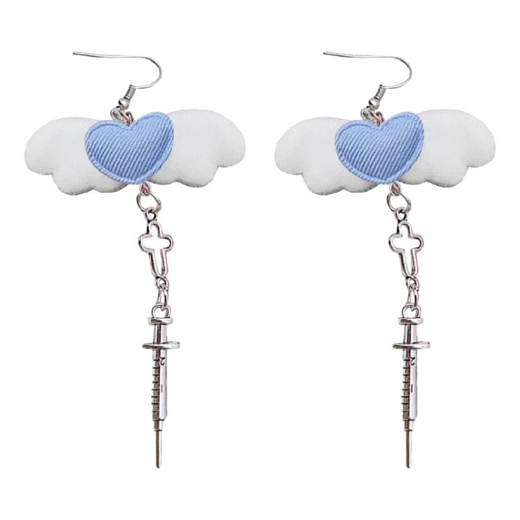 

Fashion Angel Wing Syringe Earrings Y2k Ear Hooks/Ear Clips Edgy Gothic Earwear