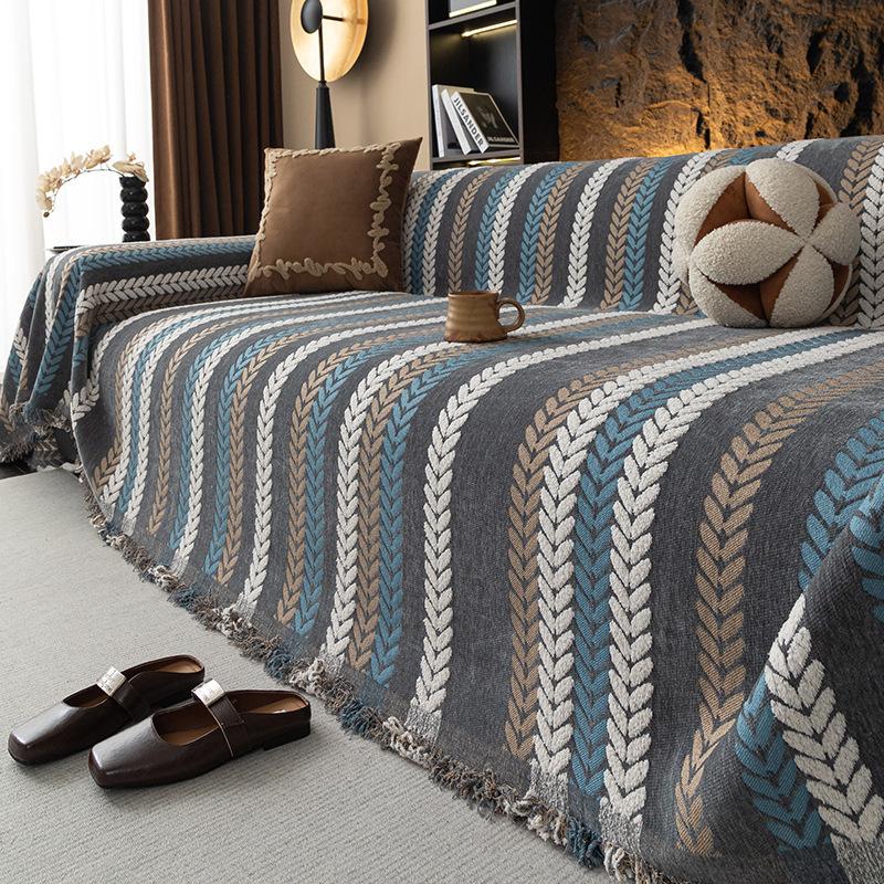 Non-Slip Sofa Cover With Corner Straps, Decorative Couch Cover And Stretch Sofa Slipcover For Chaise Pieces