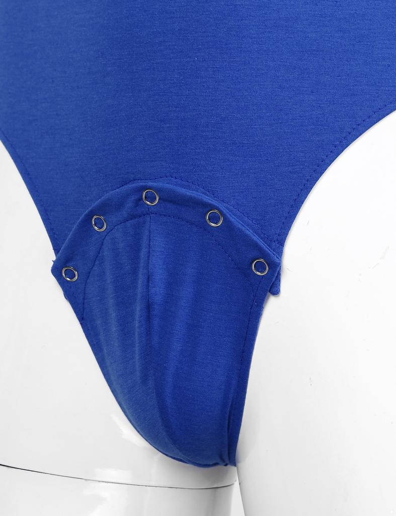 Mens U-Neck Fitness Bodysuit Sleeveless Crotch Snap Design Gym Workout Wear