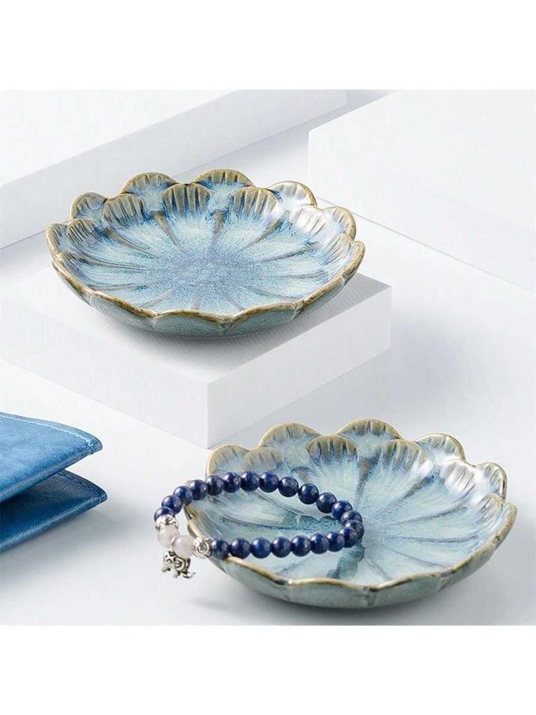 1pc Ceramic Petal Shaped Jewelry Tray, Simple Irregular Jewelry Plate for Jewelry Storage, Display, Storage or Home Decoration