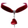 Black Velvet Heartshaped Necklace Alloy Pendant For Women Summer Fashion Accessory