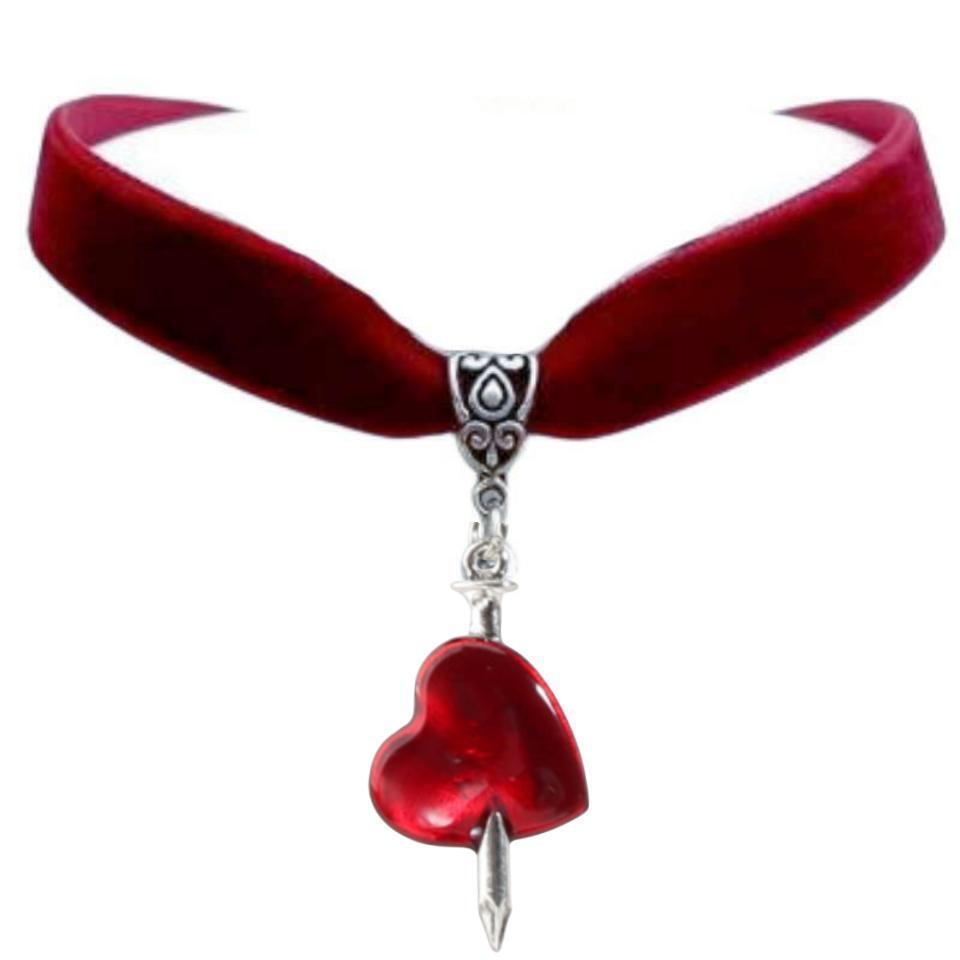 Black Velvet Heartshaped Necklace Alloy Pendant For Women Summer Fashion Accessory